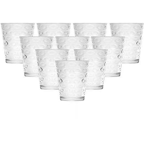 Circleware Circles Juice Drinking Glasses Huge Set Of 10 Heavy Base Tumbler Beverage Glassware