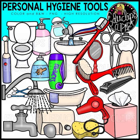 Personal Hygiene Tools Clip Art Set Edu Clips