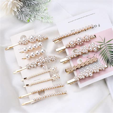 1pc 1 pair elegant pearl crystal hair clip crystal hair clips hair accessories hair