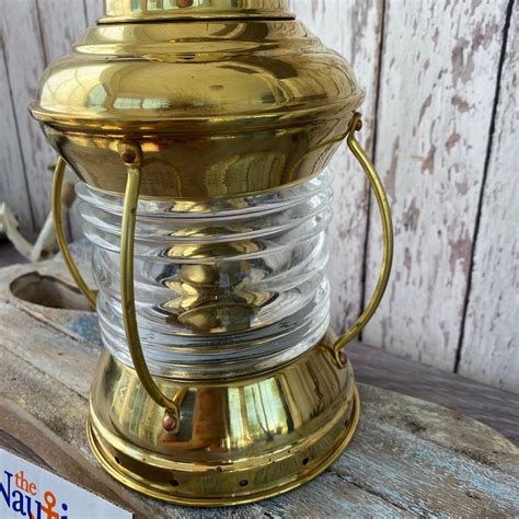 Vintage Brass Ship Us Anchor Lantern Polished Finish Nautical Oil Lamps Boat Light