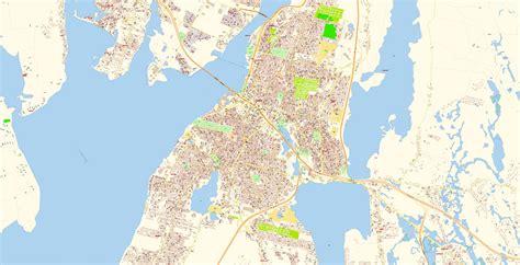 Newport Rhode Island Map Vector Exact City Plan Detailed Street Map