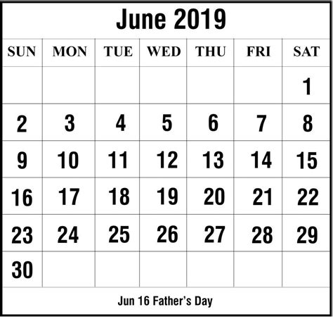 June Blank Calendar 2019 Calendar Printables Editable Calendar