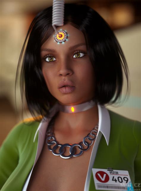 Hypnohub 3d Black Hair Brown Eyes Cleavage Collar Collarbone Expressionless Giselle Mbirdcz