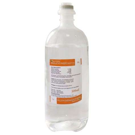 Sodium Lactate Ringer Injection Colorless 500ml Plastic Bottle