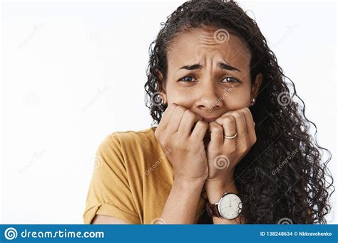 Close Up Shot Of Freaked Out Upset Crying African American Woman Being
