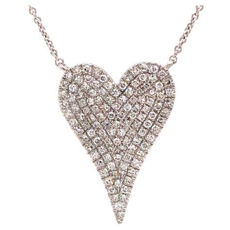 Pavé Diamond White Gold Heart Necklace At 1stdibs Pave Diamond Heart
