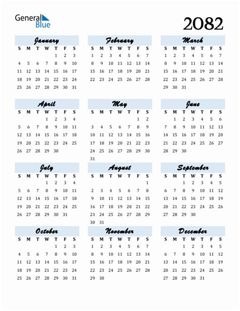 Free 2082 Calendars In Pdf Word Excel