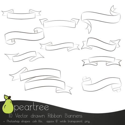 Set Of 10 Calligraphy Ribbon Banners Graphics Clip Art Luvly