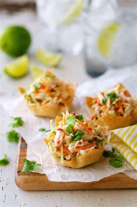 Salsa, salsa, wonton wrappers, reduced fat mexican cheese, taco seasoning and 2. 26 Creative Bites Made With Wonton Wrappers | RecipeTin Eats