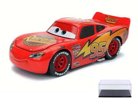 Diecast Car And Display Case Package Disney Pixar Cars Lightning Mcqueen Red Jada 98352 1