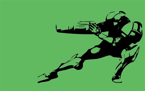 Samus Aran Metroid Minimalism Green Background Video Games Simple
