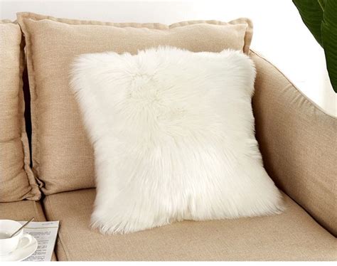 Mongolian white shaggy genuine sheepskin sheep skin fur woolen 40cm 50cm cushion. Plush Pillowcase (With images) | Sheepskin cushions, Plush ...