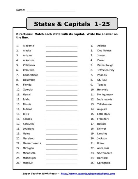 Us State Map Quiz Printable Us Capitals Map Quiz Printable