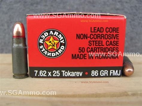 900 Round Case 762x25 Tokarev Fmj 86 Grain Steel Case Red Army