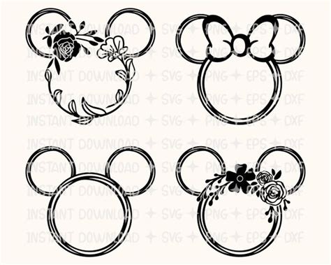 Disney Svg Bundle Minnie Mouse Flower Bundle Minnie Svg Etsy Disney Silhouette Disney