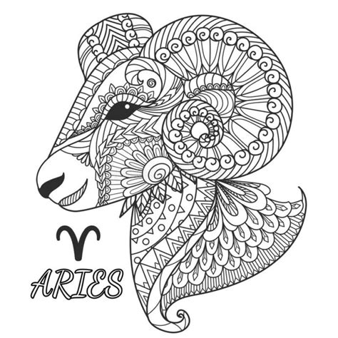 You are viewing some aries zodiac pages for adults sketch templates click on a template to sketch over it and color it in and share with your family and friends. Aries Coloring Stock Illustrations Zen Art Design Zodiac ...