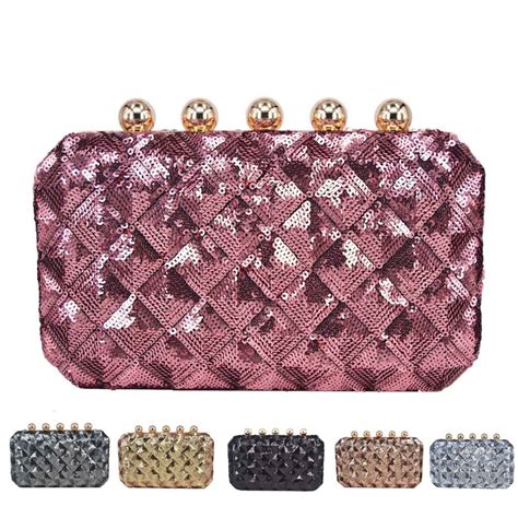 Buy New Women Clutch Bags Rose Gold Pink Paillette