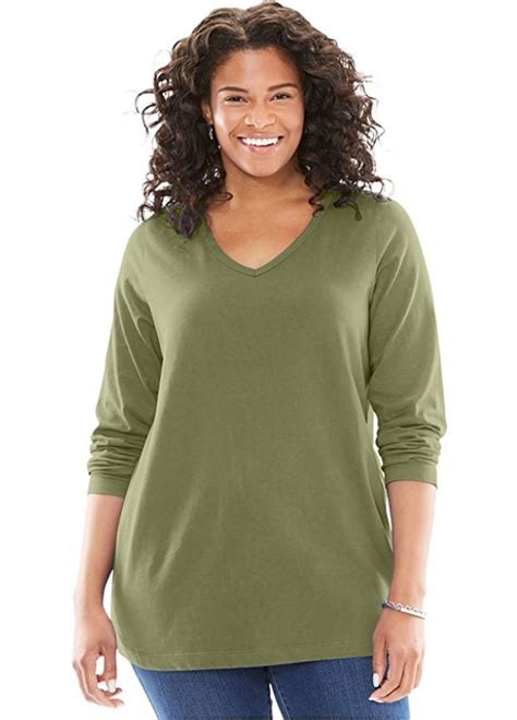 Women S Plus Size Perfect Long Sleeve Tee Shirt By Woman Within