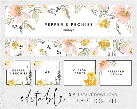 Etsy Banners Etsy Branding Kit Etsy Shop Graphics Cover Etsy In 2021