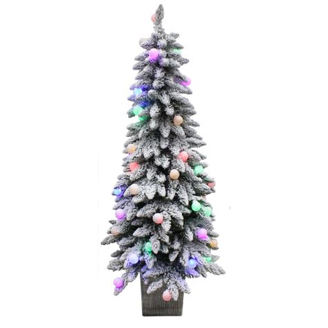 Holiday Living 5 Ft Pre Lit Spruce Slim Flocked Artificial Christmas