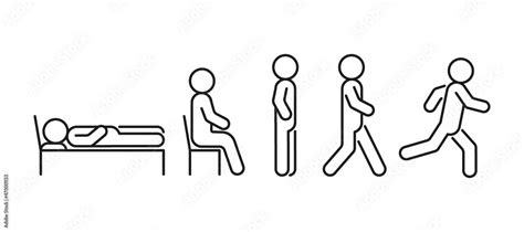 People Icon In Different Posture Human Various Action Poses Lie