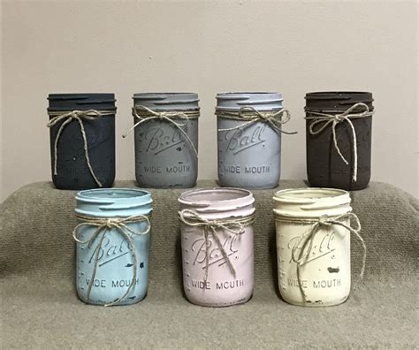 Mason Jar Decor Distressed Mason Jar Pint Size Regular Or Etsy