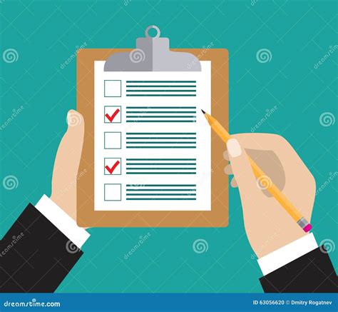 Hand Holding Clipboard With Checklist And Pencil Vector Illustration