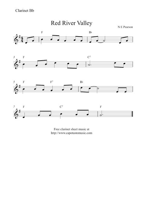 Free Printable Clarinet Sheet Music Printable Templates