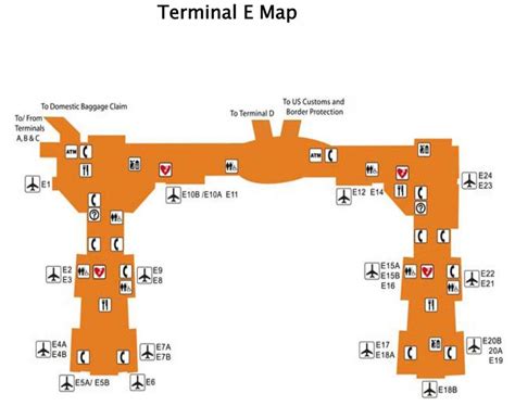 Iah Terminal E Map Houston Airport Terminal E Map Texas Usa