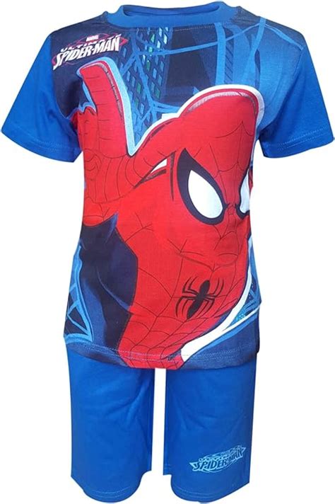 Spiderman Boys Official Short Pyjamas Age 3 To 8 Years Uk