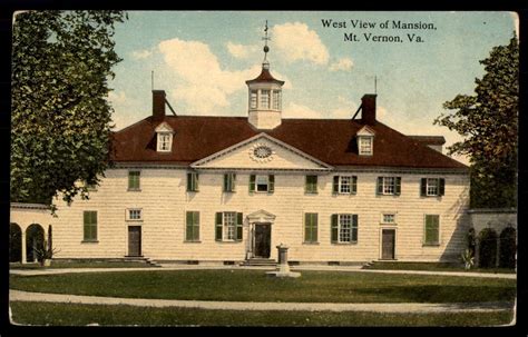 West View Of Mansion Mount Vernon Va Hand Colored Virginia Postcard