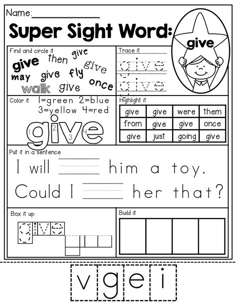 Free Printable Sight Words Worksheets For Preschoolers Teaching Treasure