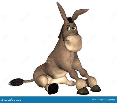 Donkey Cartoon Vector Drawing Illustration Domestic Funny Calm Mule