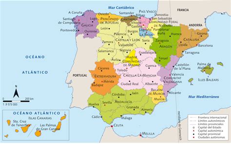 Las regiones y las ciudades de la lista, con marcada en los centros. Información e Imágenes con Mapas de España Político y Físico