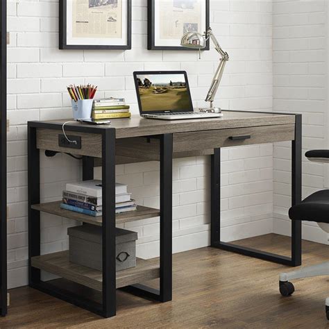 Match your unique style to your budget with a brand new gray desks to transform the look of your room. Modern Weathered Grey Gray Writing Computer Desk Storage ...