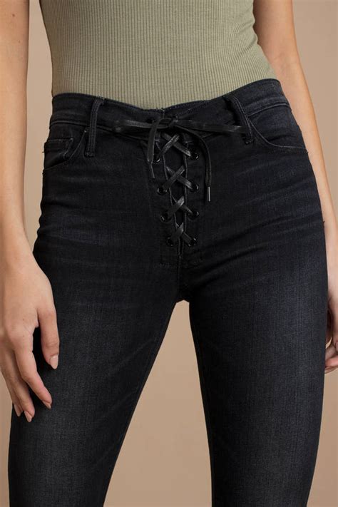 black jeans lace up jeans black tight jeans 190 tobi us