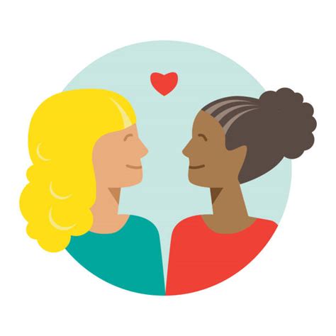 Drawing Of The Interracial Lesbian Illustrations Royalty Free Vector