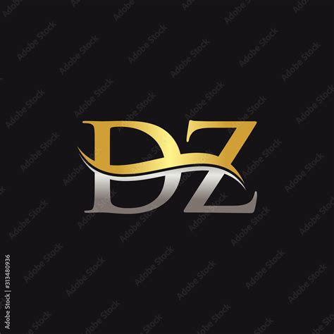 Initial Gold And Silver Letter Dz Logo Design With Black Background Dz