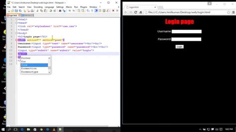 Login Page Design In Html Using Notepad Simple Way Youtube