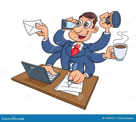 Busy Businessman Working Stock Vector Illustration Of Concept 73945357