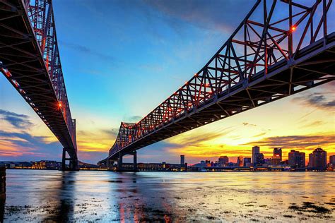 Skyline And Bridges New Orleans La Digital Art By Claudia Uripos Pixels