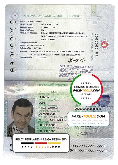 bangladesh passport template in psd format fully editable fake tools