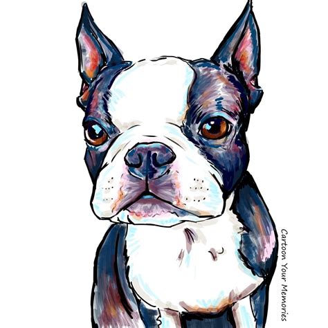 Boston Terrier Art Print By Cartoonyourmemories On Etsy