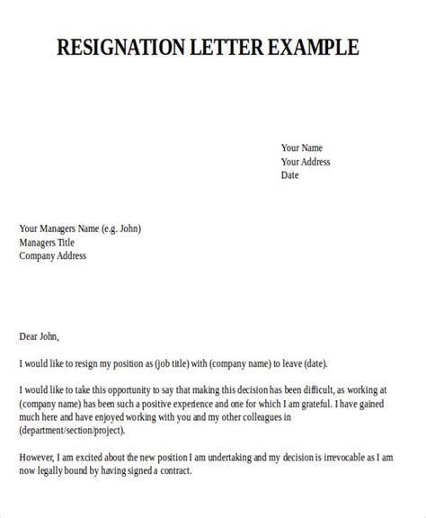 Free 6 Sample Resignation Letter For New Job In Pdf Ms Word