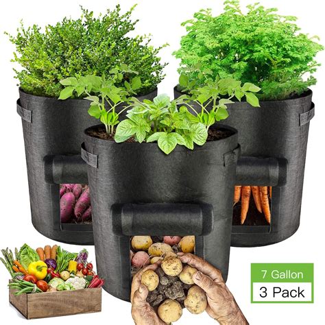 Potato Grow Bags 3 Pack Plant Growing Bags 7 Gallon Vegetable Grow