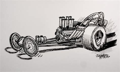 Dragster By Steve Watson Cartoon Car Drawing Car Cartoon Drag Racing