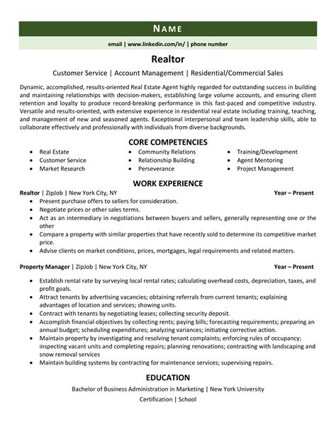 Realtor Resume Example And 3 Expert Tips Zipjob