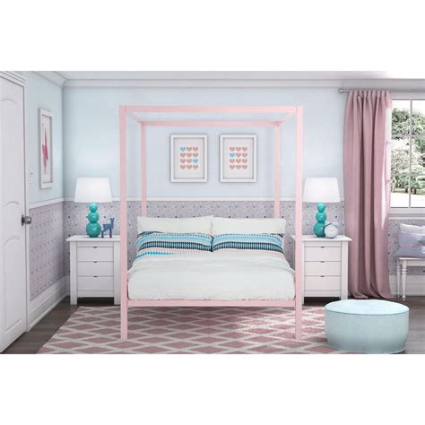Choosing the right size bed frame is relatively straightforward. Twin size Metal Platform Canopy Bed Frame in Pink - Great ...