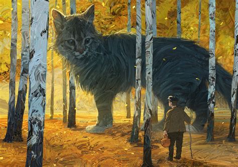 Download Forest Fantasy Cat Hd Wallpaper By Artem Chebokha