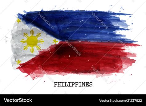 Watercolor Painting Flag Of Philippines Royalty Free Vector